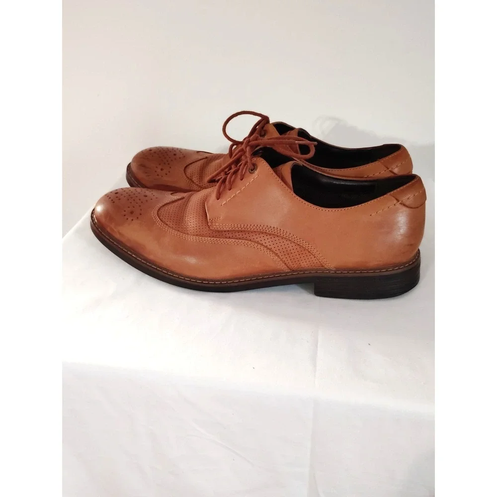 Rockport Men 13 Brown Leather Derby  TruTech Heel Comfort Old Money Dress Shoes